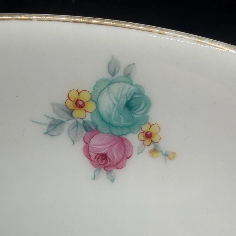 KPM Vintage Floral Gold Trim Handled Porcelain Serving Plate Platter Serveware